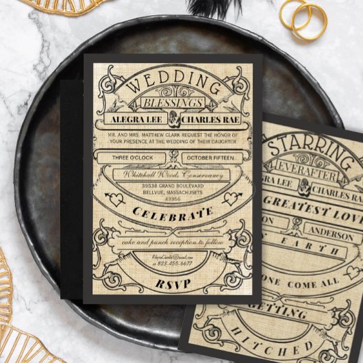 Rustikale Cotattacecore-Tickethochzeit Einladung