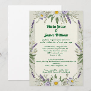 Rustikale Cotattecore Hochzeit Einladung