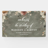 Rustikale Cotgingcore Grün Hochzeit Willkommen Banner (Horizontal)