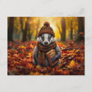 Rustikale Cottagecore gemütliche Herbst-Dachs-Land Postkarte