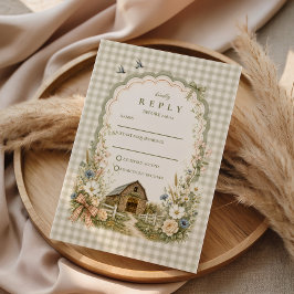 Rustikale Cottagecore-Scheunenhochzeit RSVP Karte