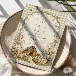 Rustikale Cottagecore-Scheunenhochzeit Save The Date