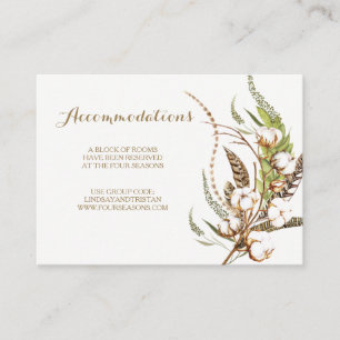 Rustikale Cotton Floral Wedding Card Begleitkarte