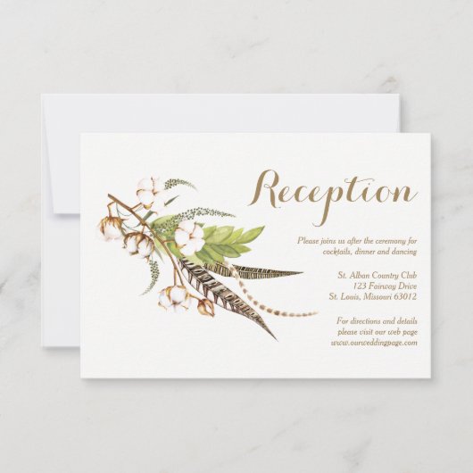 Rustikale Cotton Floral Wedding Card Einladung (Vorderseite)