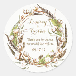 Rustikale Cotton Floral Wedding Runder Aufkleber