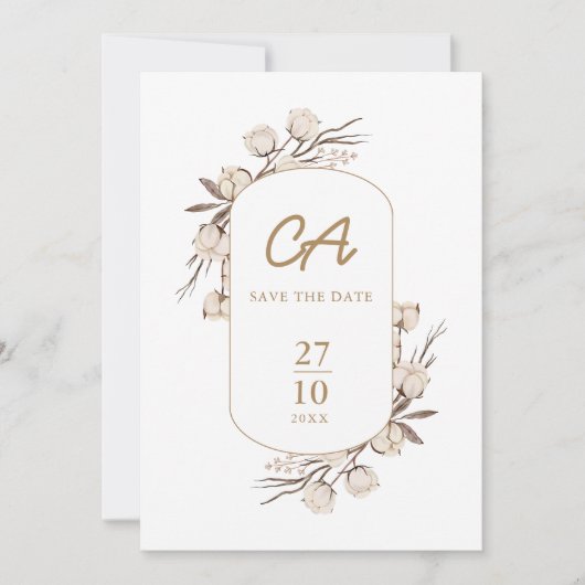Rustikale Cotton Floral Wedding Save The Date (Vorderseite)