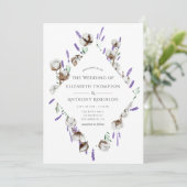 Rustikale Cotton Lavendel Country Wedding Einladung (Stehend Vorderseite)