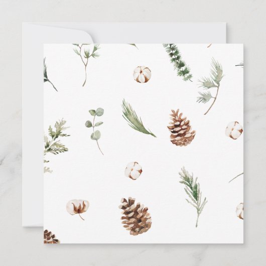 Rustikale Cotton Winter Greenerity Wreath Holiday  Einladung (Rückseite)