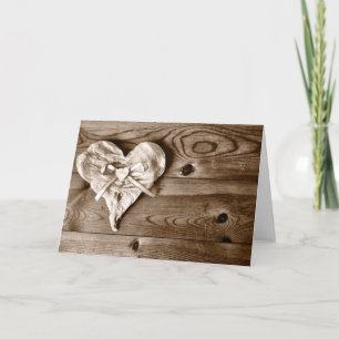 Rustikale Country Barn Wood Herzkarte Karte