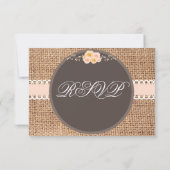 Rustikale Country Blush Burlap Wedding RSVP Karten (Rückseite)