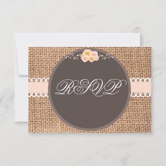 Rustikale Country Blush Burlap Wedding RSVP Karten (Rückseite)