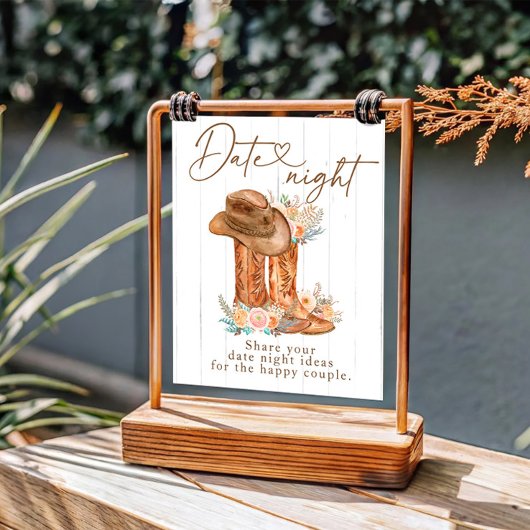 Rustikale Country Boots & Hat Date Night Ideensign Sockelschild