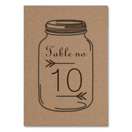 Rustikale Country Brown Masonjar Tischnummer Card
