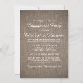 Rustikale Country Burlap Engagement Party oder Dus Einladung (Vorderseite)