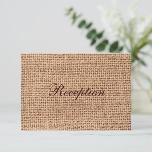 Rustikale Country Burlap Hochzeitskarten Begleitkarte (Stehend Vorderseite)