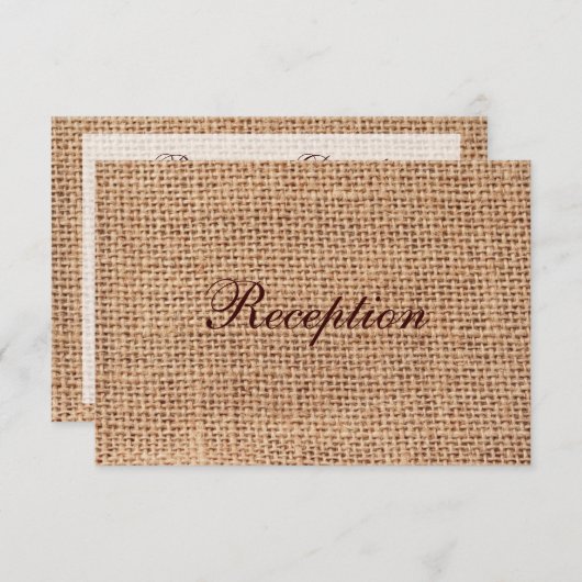 Rustikale Country Burlap Hochzeitskarten Begleitkarte (Vorne/Hinten)