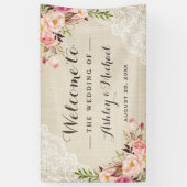 Rustikale Country Burlap Lace Floral Wedding Party Banner (Vertikal)