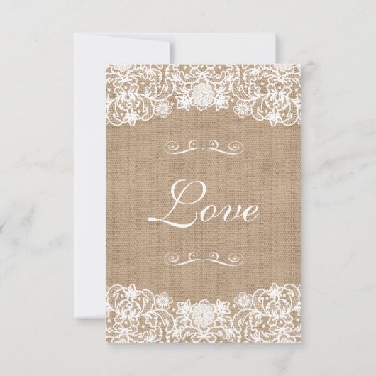 Rustikale Country Burlap Lace Hochzeitsankündigung Einladung (Rückseite)