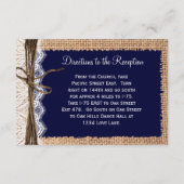 Rustikale Country Burlap Lace Hochzeitskarten Begleitkarte (Rückseite)
