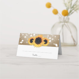 Rustikale Country Burlap Sonnenblume Hochzeit Platzkarte