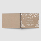 Rustikale Country Burlap-Streichellichter Hochzeit Gästebuch (Voll)