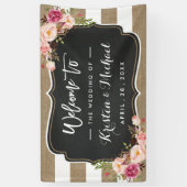 Rustikale Country Burlap Stripes Floral Wedding Pa Banner (Vertikal)