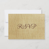 Rustikale Country Burlap Twine Bow Wedding RSVP Ca Karte (Rückseite)