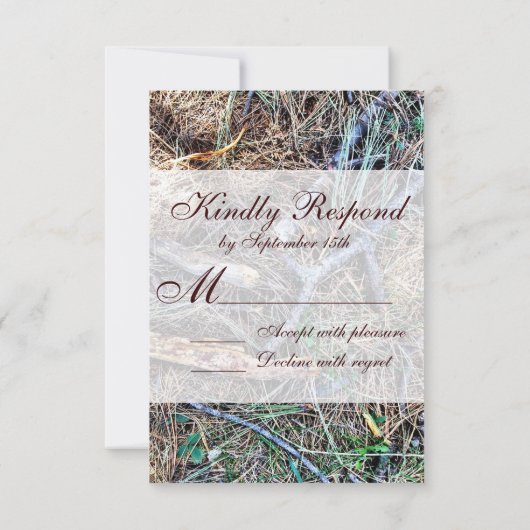 Rustikale Country Camouflage Camouflage Wedding RS RSVP Karte (Rückseite)