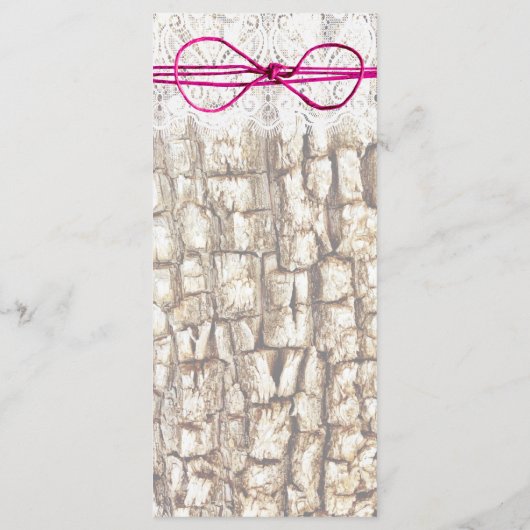 Rustikale Country Camouflage Rosa Bow Hochzeitsein Programm (Rückseite)