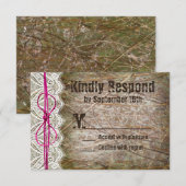 Rustikale Country Camouflage Rosa Bow Wedding RSVP Karte (Vorne/Hinten)