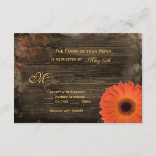 Rustikale Country Daisy Barn Wood Wedding RSVP Car