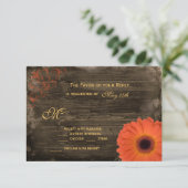 Rustikale Country Daisy Barn Wood Wedding RSVP Car Karte (Stehend Vorderseite)