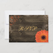 Rustikale Country Daisy Barn Wood Wedding RSVP Car Karte (Rückseite)