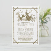 Rustikale Country Engagement Party lädt mit Hirsch Einladung (Stehend Vorderseite)