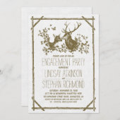 Rustikale Country Engagement Party lädt mit Hirsch Einladung (Vorne/Hinten)