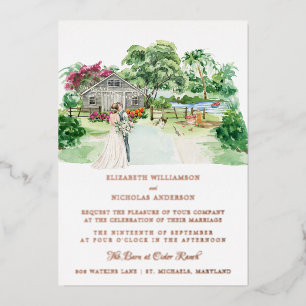 Rustikale Country-Farm-Hochzeit   Elegante Scheune Folieneinladung