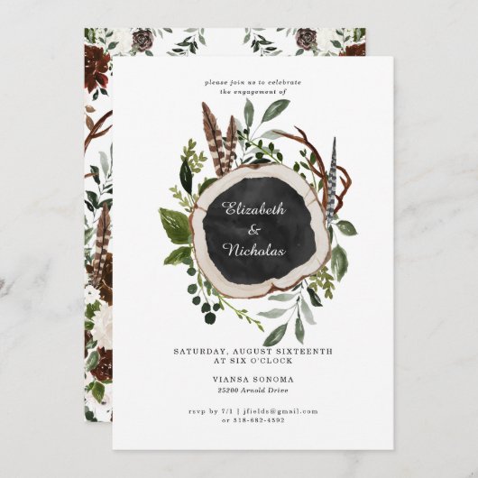 Rustikale Country Floral Wedding Party Einladung (Vorne/Hinten)