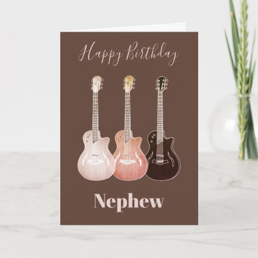 Rustikale Country Gitarre Happy Birthday Nephew Karte (Vorderseite)