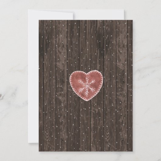 Rustikale Country Heart Winter Engagement Party Einladung (Rückseite)