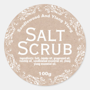 Rustikale Country Kraft Salt Scrub Labels Runder Aufkleber