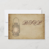 Rustikale Country Lantern Vintage Wedding RSVP Car Karte (Rückseite)