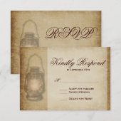 Rustikale Country Lantern Vintage Wedding RSVP Car Karte (Vorne/Hinten)