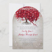 Rustikale Country Mason Jar Red Silver Tree Hochze Einladung (Vorderseite)