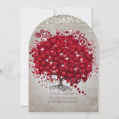 Rustikale Country Mason Jar Red Silver Tree Hochze Einladung (Rückseite)