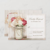 Rustikale Country Mason Jar Rose Hochzeit RSVP Car (Vorne/Hinten)