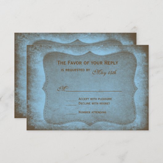 Rustikale Country Muddy Blue Wedding RSVP Cards (Vorne/Hinten)
