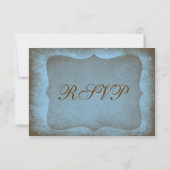 Rustikale Country Muddy Blue Wedding RSVP Cards Karte (Rückseite)