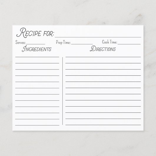 Rustikale Country Red Gingham Family Rezept Card (Rückseite)