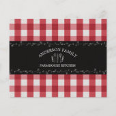 Rustikale Country Red Gingham Family Rezept Card (Vorderseite)