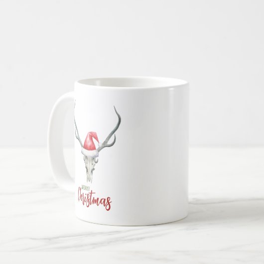 Rustikale Country Rentier Skull Weihnachtsmannmütz Kaffeetasse (Vorderseite Links)